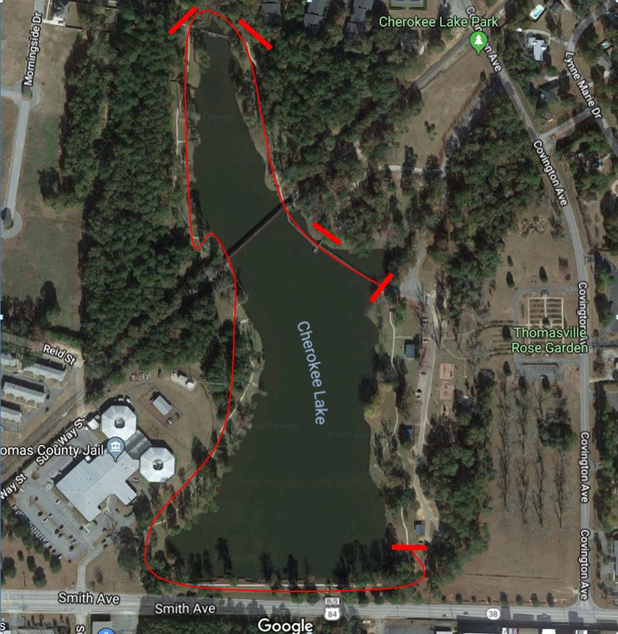 Arial Map of Cherokee Lake Park including areas closed for maintenance
