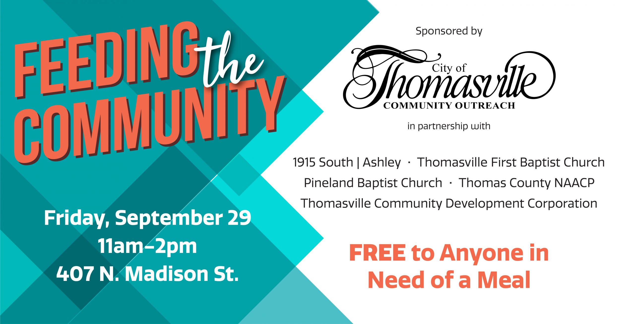 Photo for CITY OF THOMASVILLE ANNOUNCES FEEDING THE COMMUNITY EVENT WITH LOCAL PARTNERS
