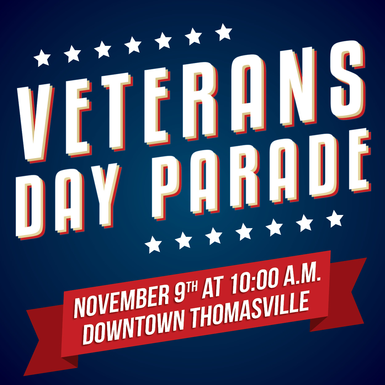 Photo for VETERANS DAY PARADE TO BE HELD ON NOVEMBER 9TH IN DOWNTOWN THOMASVILLE