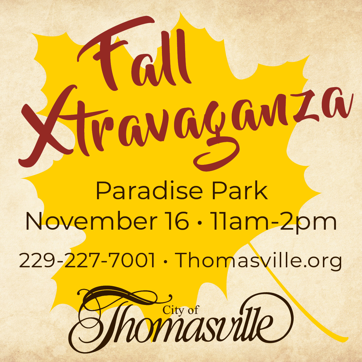 Photo for CITY OF THOMASVILLE TO HOST ANNUAL FALL XTRAVAGANZA