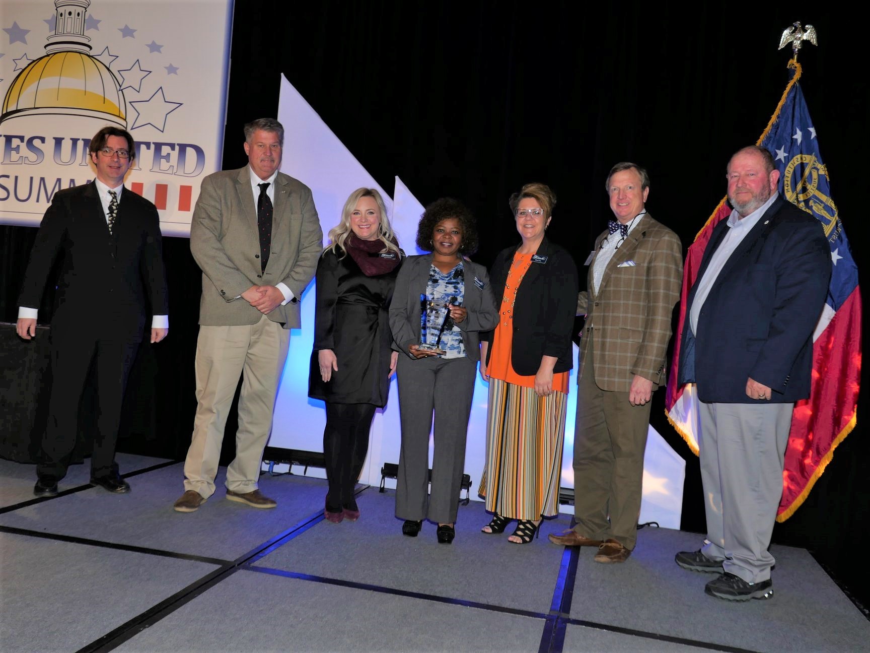 Georgia Trend Editor in Chief & Publisher Ben Young, City Councilmember Todd Mobley, Main Street & Business Development Director April Norton, City Councilmember Wanda Warren, Public Outreach Manager Sherri Nix, City Councilmember Jay Flowers, GMA President Phil Best